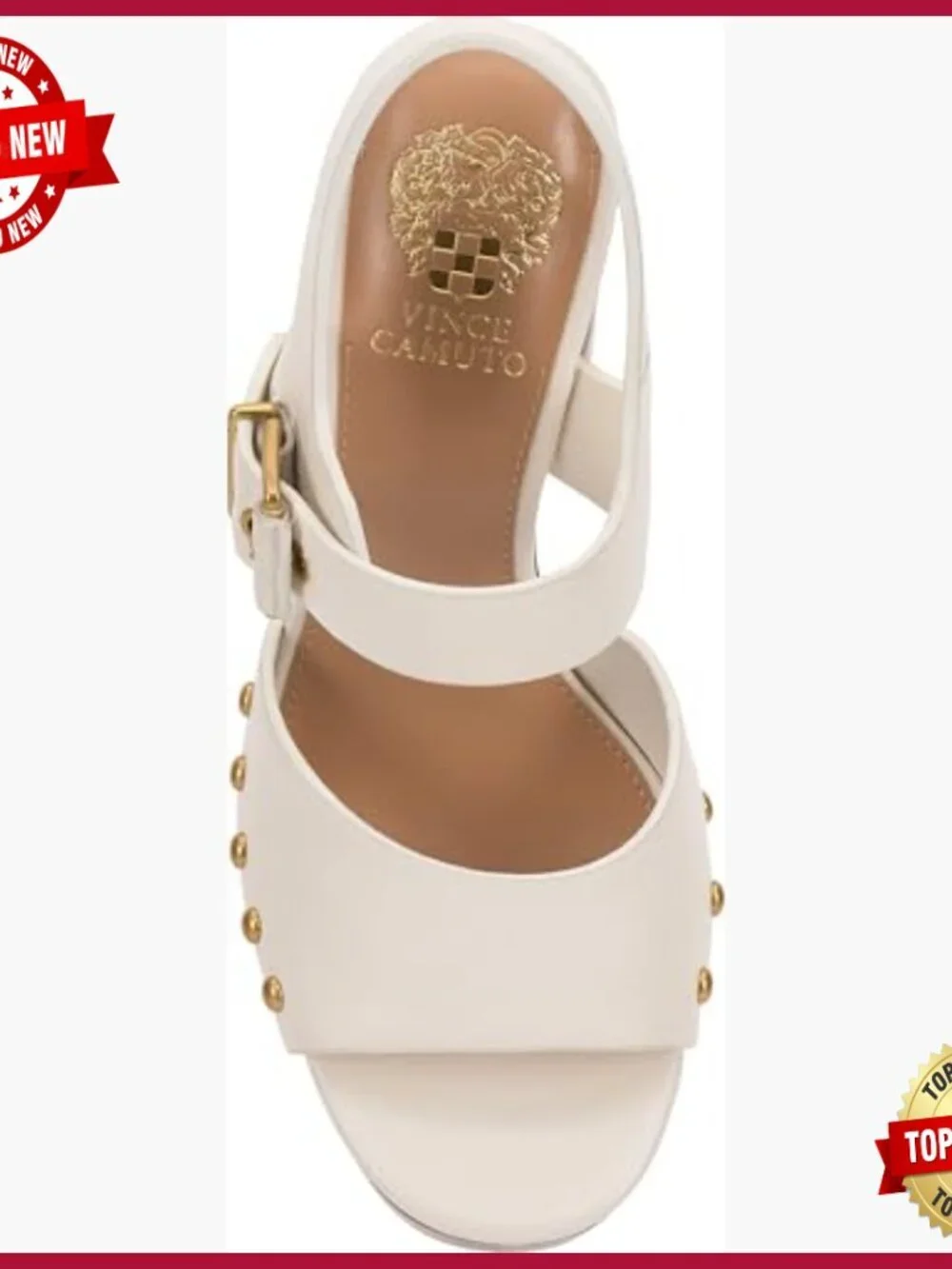 Leather Platform Heeled Sandals with Stacked Heel and Buckle Closure